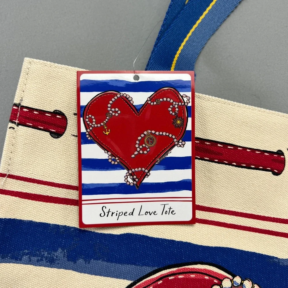 Brighton Striped Love Clear Womens Multicolor Printed Double Handle Tote Bag